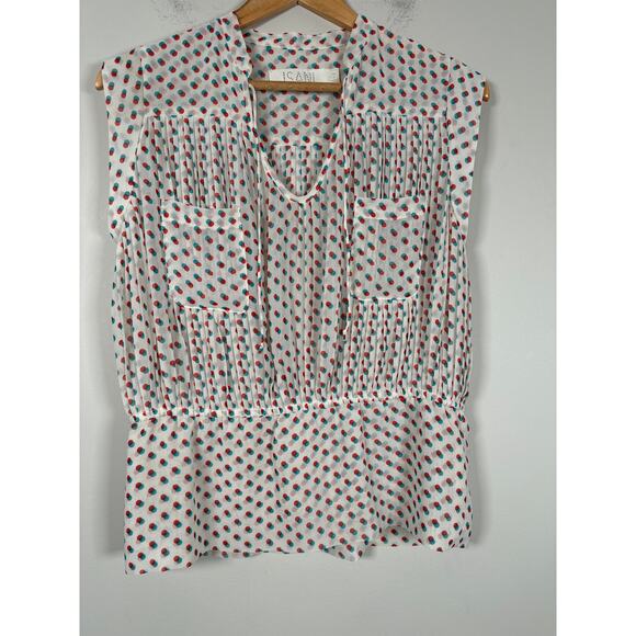 Anthropologie ISANI Venn Polka Dot Peplum Blouse Women’s Size 2 - Picture 2 of 9
